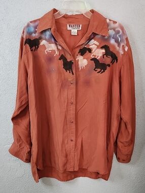 WANTED Rust Western Horse Yoke Shirt with Painted Accents